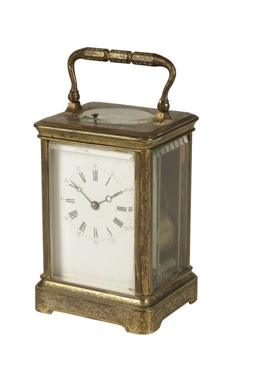 FRENCH BRASS CASED REPEATING CARRIAGE CLOCK