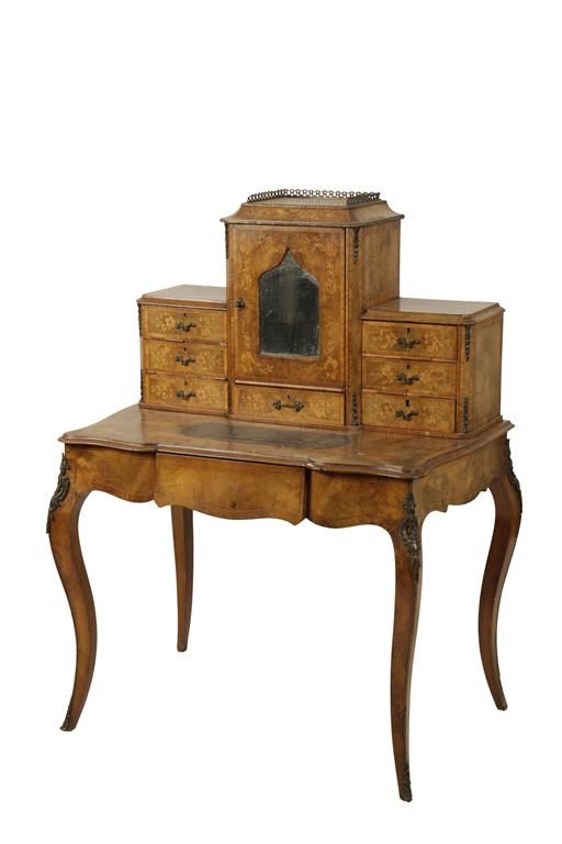 VICTORIAN WALNUT BONHEUR DU JOUR LATE 19TH CENTURY