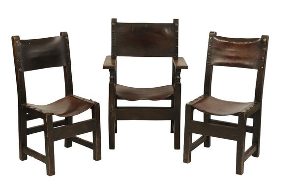 SET OF TEN 17TH CENTURY STYLE OAK DINING CHAIRS