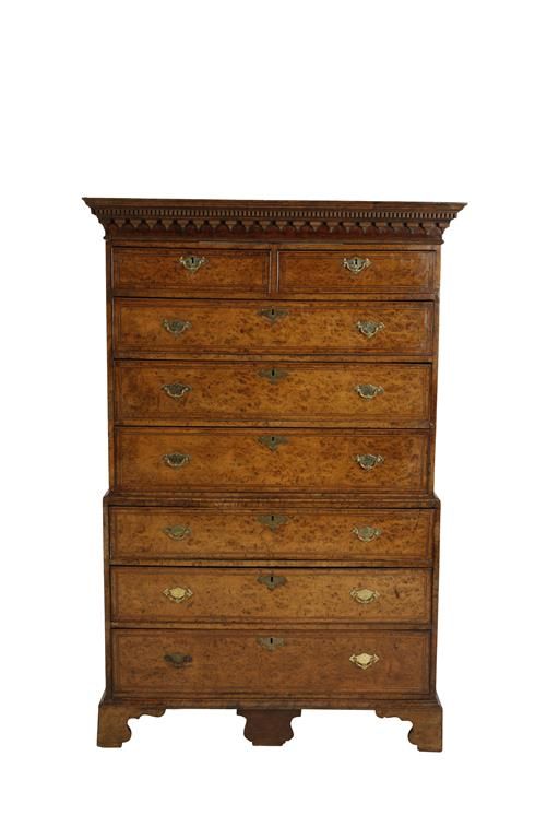 RARE GEORGE III POLLARD OAK CHEST ON CHEST CIRCA 1780