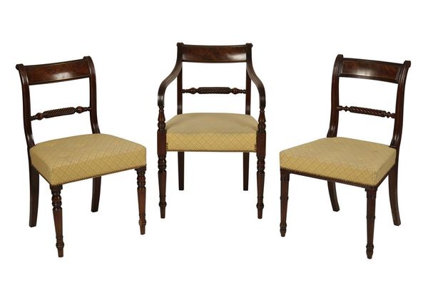 SET OF SEVEN REGENCY MAHOGANY ROPE-BACK DINING CHAIRS
