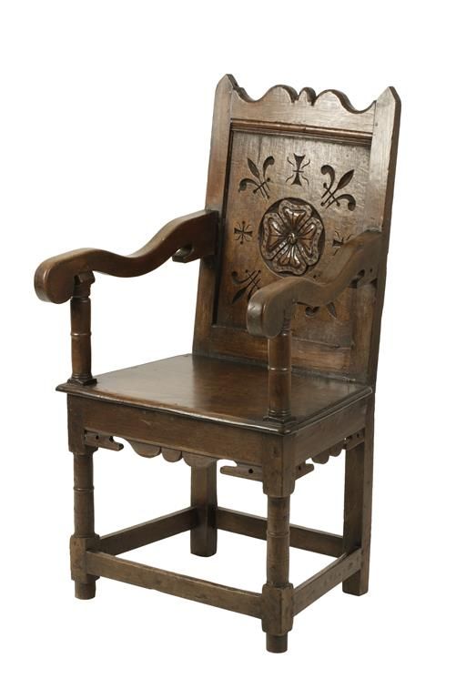 CHARLES II OAK WAINSCOT CHAIR 17TH CENTURY WITH ALTERATIONS