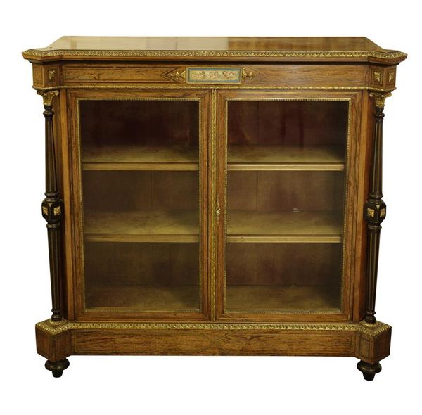 VICTORIAN ROSEWOOD AND BRASS INLAID SIDE CABINET 19TH CENTURY, IN THE LOUIS XVI STYLE
