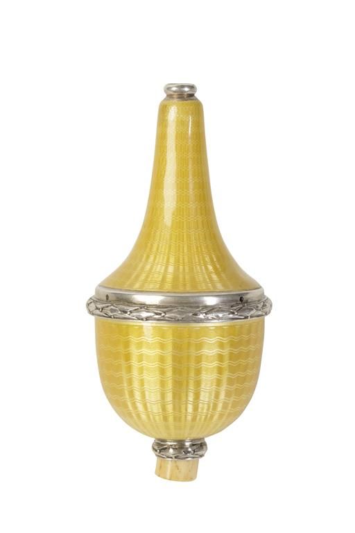 CONTINENTAL WHITE METAL AND GUILLOCHE ENAMEL BELL PUSH