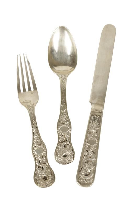 CHINESE SILVER CHRISTENING SET