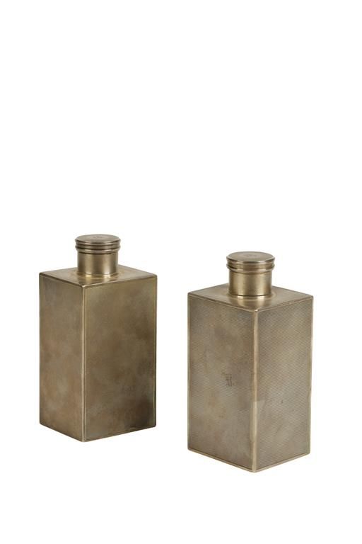 PAIR OF FRENCH SILVER COLOGNE CANISTERS