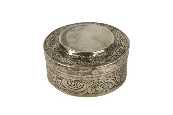 FRENCH SILVER CIRCULAR PATCH BOX, DOUBLE STAMPED