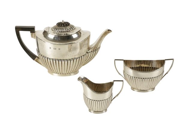 THREE PIECE MATCHED SILVER TEA SET