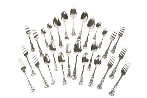 SET OF ELEVEN GEORGE IV SCOTTISH SINGLE STRUCK TABLE FORKS