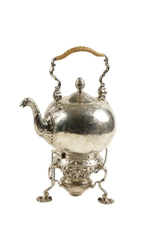 GEORGE II SILVER KETTLE ON STAND