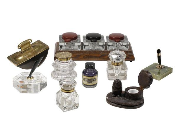 CUT GLASS INKWELL, CIRCA 1890