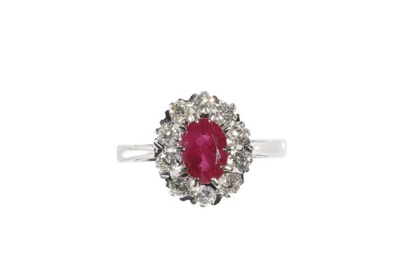 RUBY AND DIAMOND CLUSTER RING