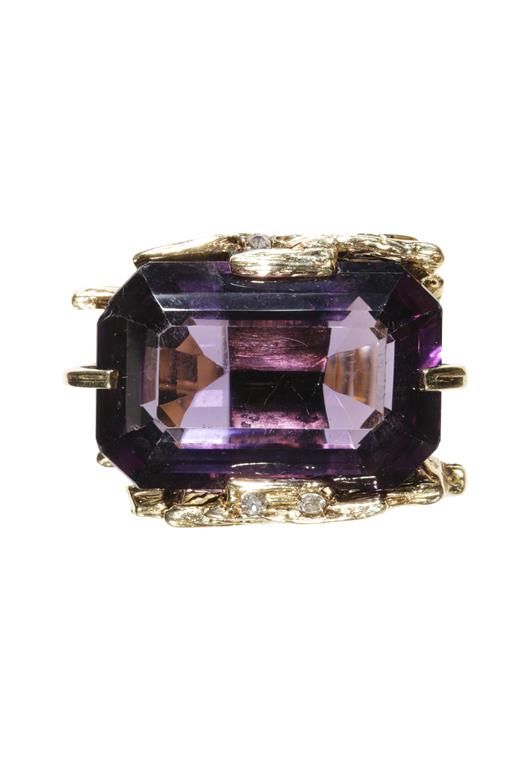 AMETHYST AND DIAMOND CHUNKY DRESS RING