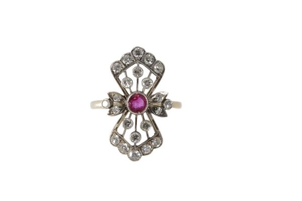 LATE 19TH / EARLY 20TH CENTURY RUBY AND DIAMOND DRESS RING