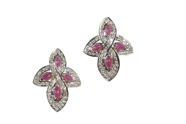 PAIR OF RUBY AND DIAMOND EARRINGS