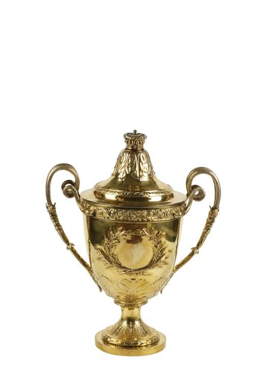 GEORGE III SILVER GILT TWO HANDLED CUP AND COVER
