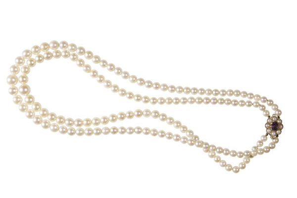 DOUBLE STRAND GRADUATED CULTURE PEARL NECKLACE