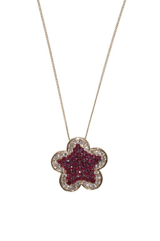 DIAMOND AND RUBY PENDANT NECKLACE