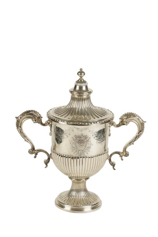 GEORGE III SILVER TWO HANDLED CUP AND COVER