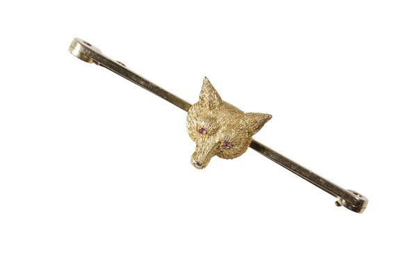 GOLD FOX'S MASK STOCK PIN /BAR BROOCH