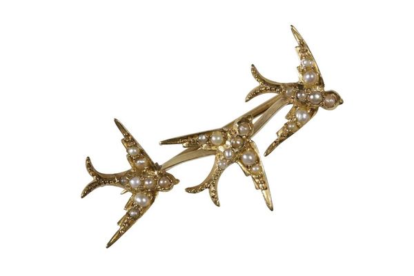 EDWARDIAN SEED PEARL BIRD BROOCH