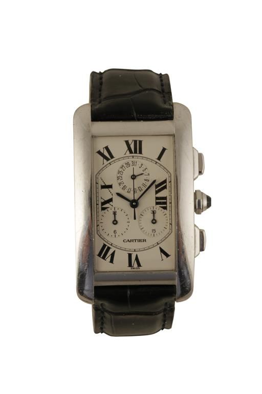 CARTIER 18CT GOLD TANK AMERICAINE CHRONOGRAPH GENTLEMAN'S WRIST WATCH