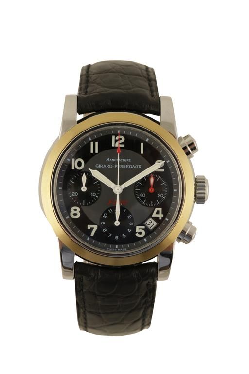 GIRARD PERREGAUX GENTLEMAN'S CHRONOGRAPH FERRARI STAINLESS STEEL WRIST WATCH