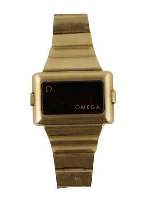 OMEGA TIME COMPUTER 2 DIGITAL GOLD-CAPPED STAINLESS STEEL GENTLEMAN'S QUARTZ WRIST WATCH