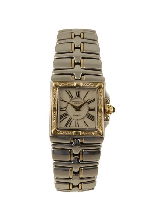 RAYMOND WEIL LADY'S STAINLESS STEEL AND GOLD WRIST WATCH
