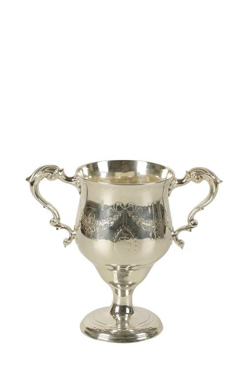GEORGE III IRISH SILVER TWIN HANDLE CUP