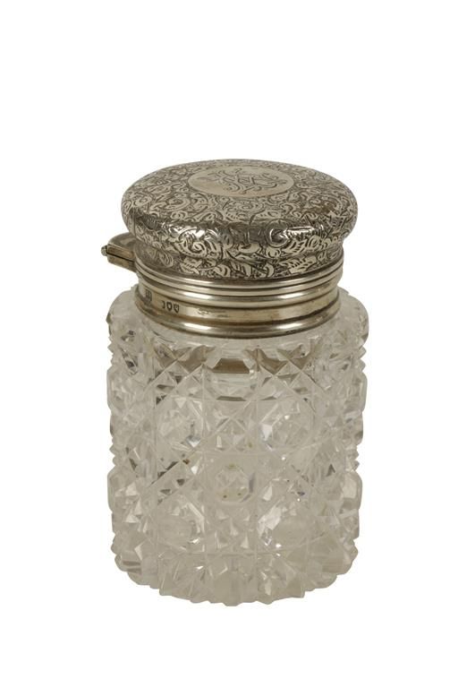 VICTORIAN SILVER TOPPED AND CUT GLASS SCENT BOTTLE