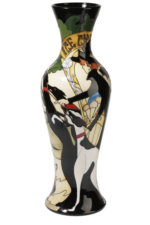 MOORCROFT: "THE DOG WALKERS" PRESTIGE LIMITED EDITION TRIAL VASE