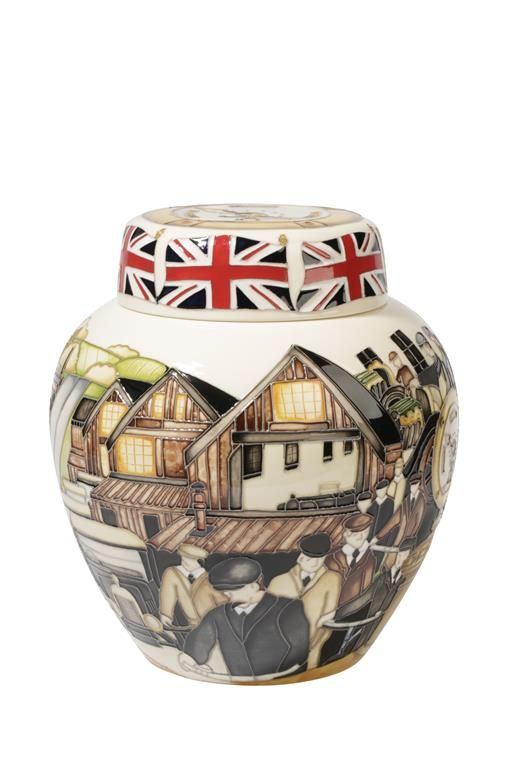 MOORCROFT: "BULLNOSE MORRIS" LIMITED EDITION GINGER JAR AND COVER