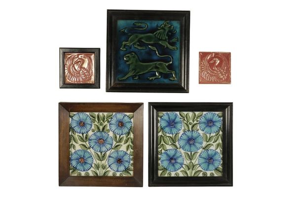 WILLIAM DE MORGAN FOR SANDS END POTTERY: TWO FLORAL TILES