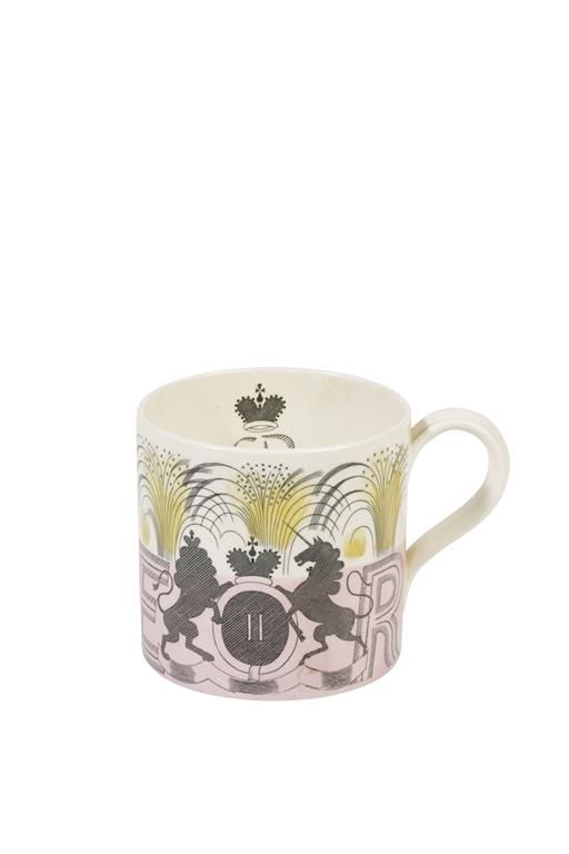 ERIC RAVILIOUS FOR WEDGWOOD: A "FIREWORK DISPLAY" 1953 CORONATION MUG