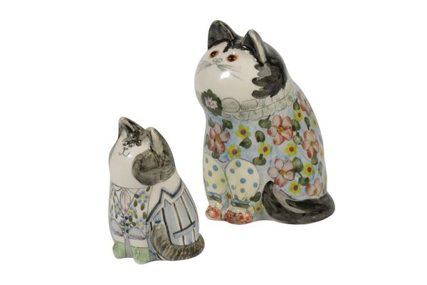 FROM AN ORIGINAL DESIGN OF JOAN DE BETHEL: TWO CERAMIC CATS