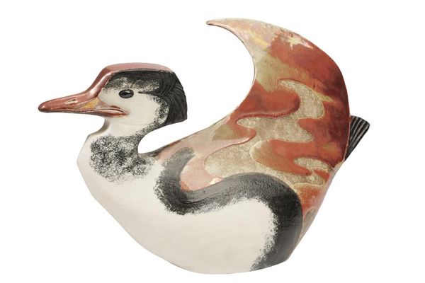 JANET HAMER (d.2014) A "SWIMMING FIREBIRD" STUDIO POTTERY SCULPTURE