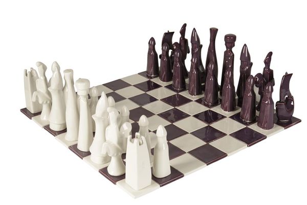 DAVID SHARP FOR RYE POTTERY: CERAMIC OVERSIZED CHESS PIECES