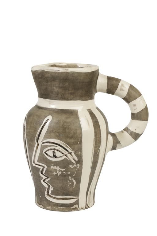 •PABLO PICASSO (1881-1973): A MADOURA " VISAGES ET HIBOU" CERAMIC PITCHER