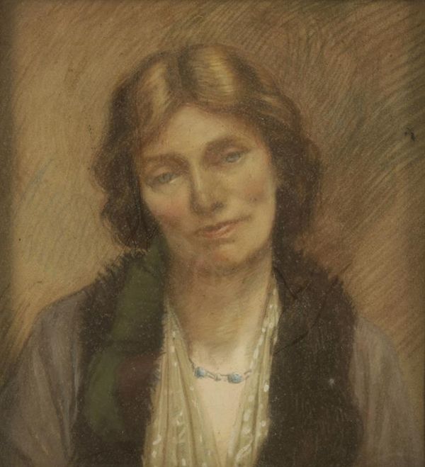 •AGATHA WALKER (1888-1980) Head and shoulders portrait of a lady, probably Lucie Zelie Durnford