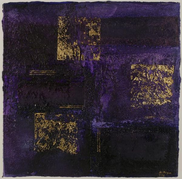 •JANET ROGERS (CONTEMPORARY) Abstract composition in purples and gold