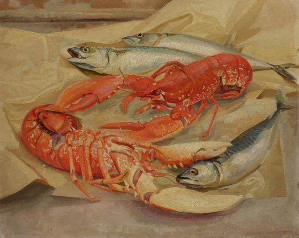 •EDWARD D'ARCY LISTER (1911-1976) Still life study of lobster and mackerel