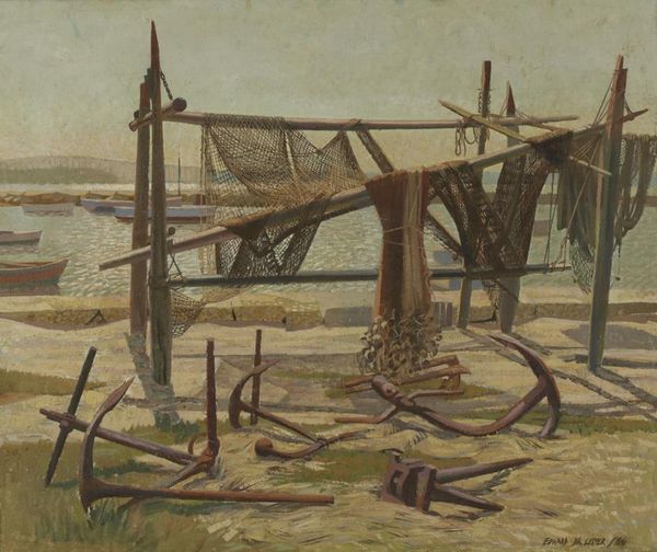 •EDWARD D'ARCY LISTER (1911-1976) 'NETS ON POOLE QUAY'