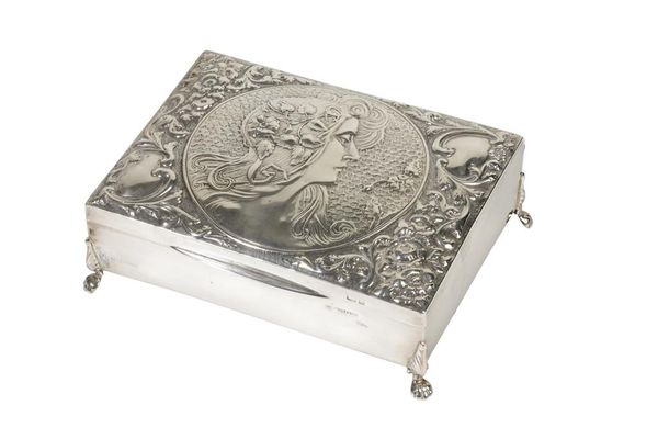 EDWARDIAN ART NOUVEAU SILVER JEWELLERY BOX