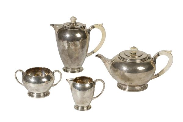 AN ART DECO FOUR PIECE TEA AND COFFEE SET