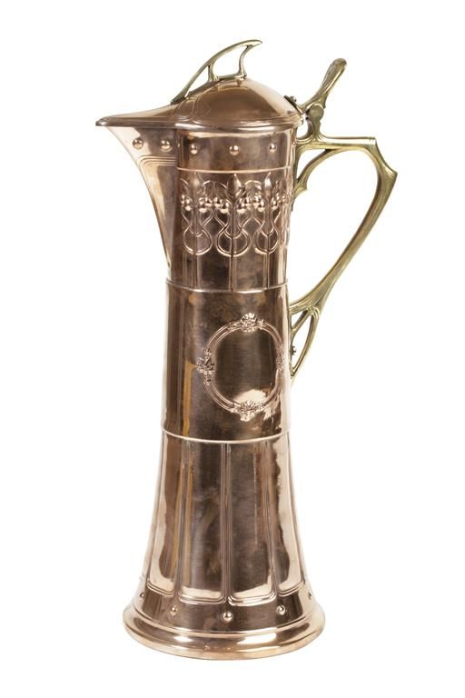 WMF: A SECESSIONIST COPPER AND BRASS EWER