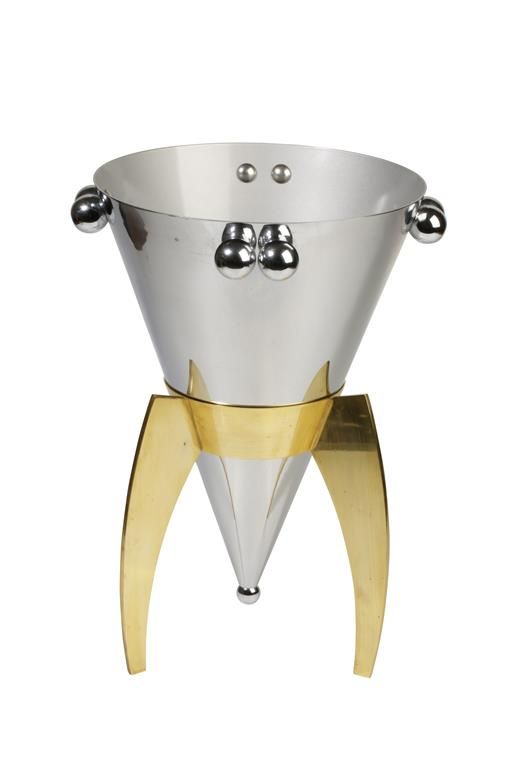 ALEXIS PAOUTOFF FOR ANASTASIA DESIGN: A CHROME AND BRASS CHAMPAGNE BUCKET