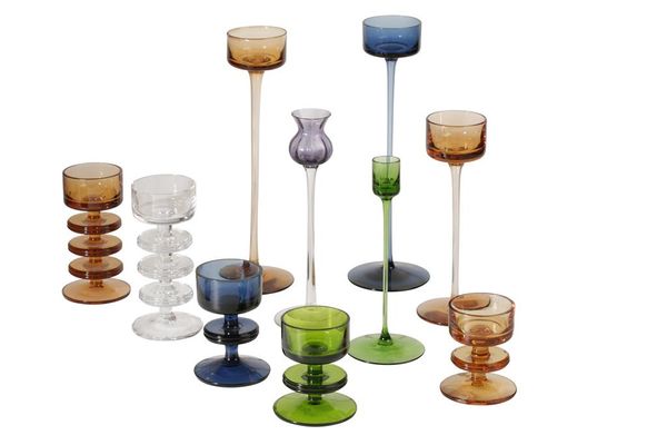 RONALD STENNET WILSON FOR WEDGWOOD: A COLLECTION OF GLASS CANDLE HOLDERS