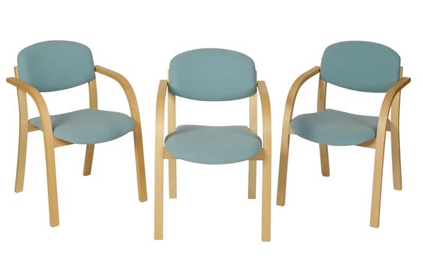 TRANNON: A SET OF TWELVE SOMERSET ASH "4 HOUR" STACKING CHAIRS