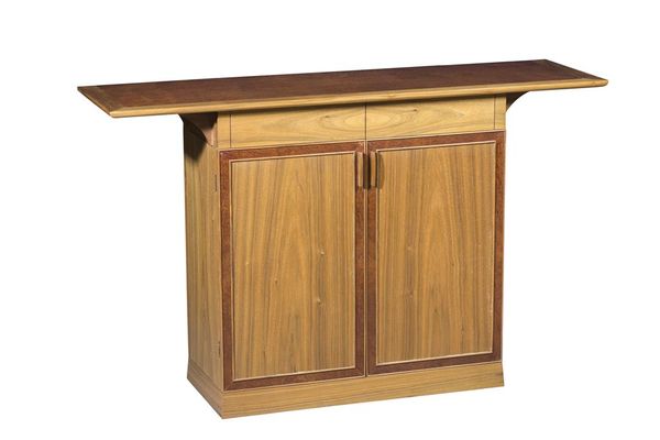 RICHARD WILLIAMS: A BLACK WALNUT AND VAVONA BURR CONSOLE CABINET